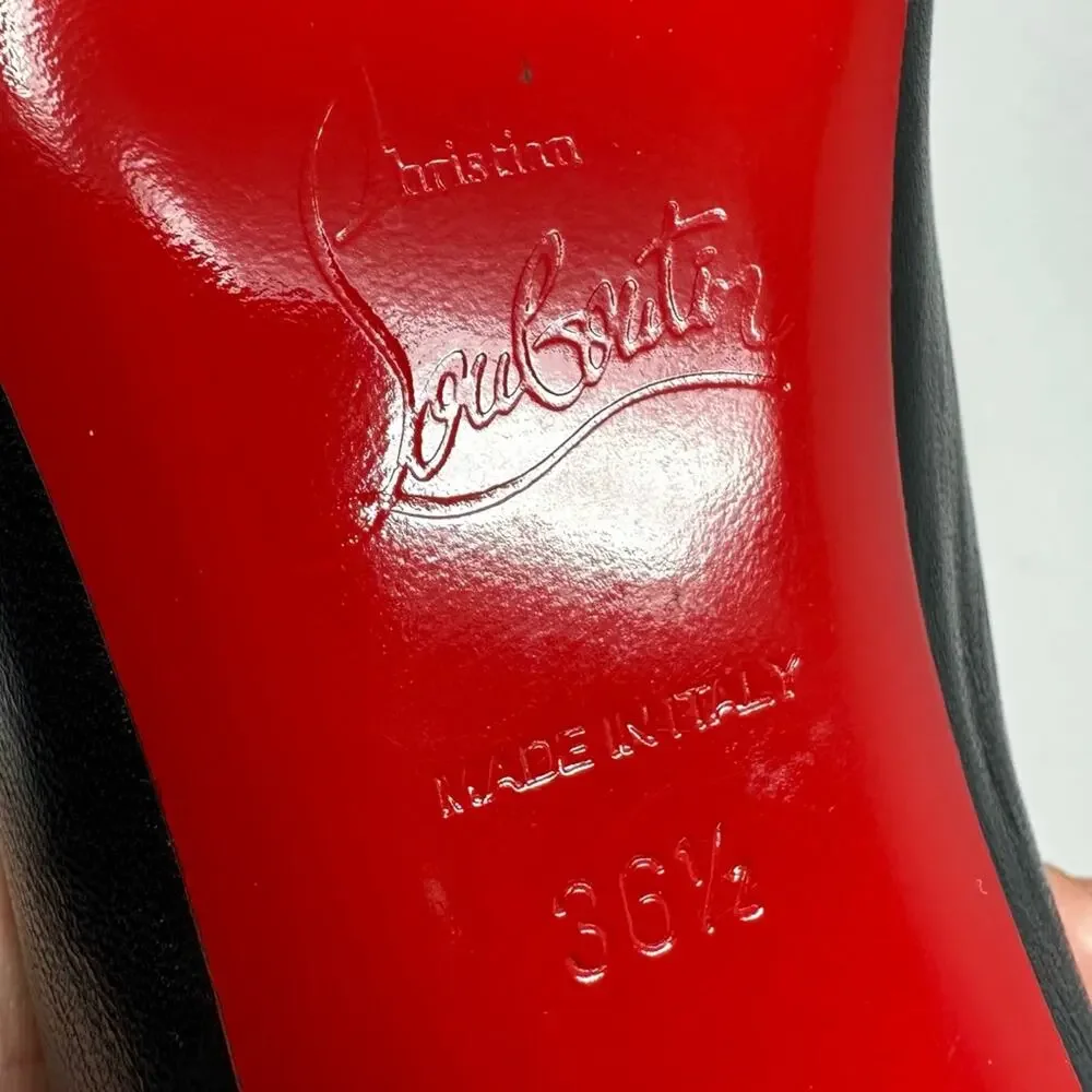 Christian Louboutin Toot Couverte Black Leather Ankle Boots Womens Size EU 36.5